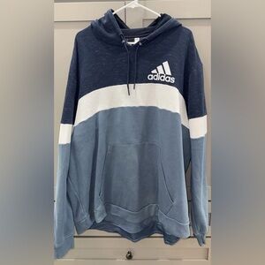 Adidas Men's Navy and Light Blue Hoodie
